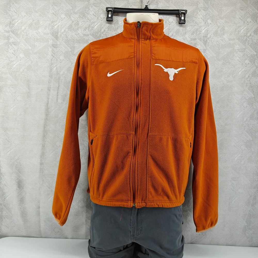 Nike Texas Longhorns Jacket Mens M Orange Fleece Therma Fit Full Zip Embroidered